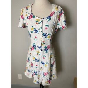 Ms Conduct California Petite Vintage 90s Floral Button Front Lace Up Dress 6P